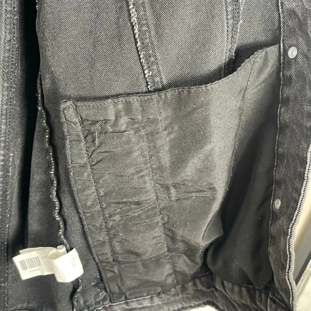 Charcoal Black Denim Jacket Oversized Size Small Distressed Grunge